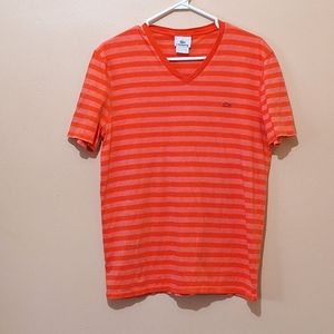 Lacoste Orange Striped Tshirt